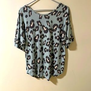 Light blue with gray leopard print. Purchased from Kaley Jase Boutique